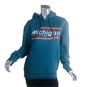 State Of Mine Michigan Women’s Small Teal Hoodie Sweatshirt New Without Tags